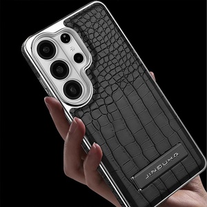 Étui de téléphone en cuir PU magnétique plaqué de haute qualité pour Samsung S26 S23 S24 Ultra S25 Plus avec support à bande antichoc - Product Image 3
