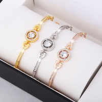 Bracelet de luxe en chaîne à maillons orné de strass en cristal, plaqué or, en alliage, bijoux étincelants pour femme, cadeau, vente en gros