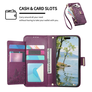 Maßgefertigte Geprägte Blumenmuster PU-Leder Magnetverschluss Handyhülle für Google Pixel 10Pro XL mit Kartenfächern - Product Image 3