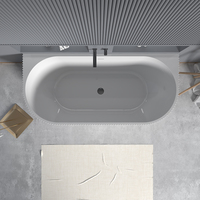 Baignoire autoportante ronde en acrylique TONA au design moderne avec fonction de trempage et drain, finition brillante blanche/noire, prix compétitif