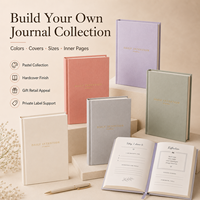Carnet de notes personnalisé en lin rigide pour la réflexion quotidienne, pages guidées, thème Lavande, Gratitude, Marque privée, Faible MOQ