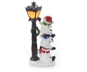 Polyrésine/résine noël bonhomme de neige <span class=keywords><strong>Trio</strong></span> avec LED lampadaire lumineux Statue de lumière de vacances - Product Image 2