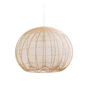 Lámpara colgante redonda de ratán con LED para comedor, lámpara de techo con diseño de tejido natural - Product Image 4