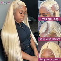 Peluca de Cabello Humano Virgen Natural de 40 Pulgadas, 613 13x6 HD, Transparente, Sin Pegamento, Color Rubio Indio Peruano, Personalizable para Mujeres
