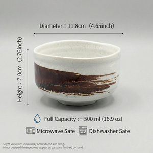 Bol à matcha en céramique blanche authentique en porcelaine Mino, fabriqué à la main, compatible lave-vaisselle - Product Image 2