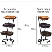 Panier de rangement en rotin personnalisé multi-usages pour supermarché, cuisine, fruits secs, légumes, noix, aliments, avec support de présentation en métal