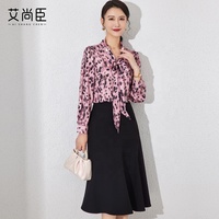 Derniers chemisiers et hauts de style coréen pour femmes chemisier de bureau à fleurs en mousseline de soie pour femmes