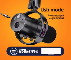 Professional Studio <b>Live</b> <b>Streaming</b> Podcas Recording Equipment Condenser Microphone USB XLR Shock Mount Metal Sound Card - Product Image 3