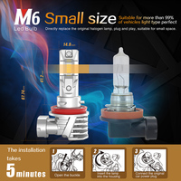 Ampoules de phare LED pour voiture M6 super lumineuses H4 H7 H11 9005 9006 avec puce LED GC-7535 27W 6000LM pour phares de voiture et de moto 12V
