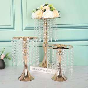 Soporte de flores para decoración de bodas, soporte de flores de hierro forjado con cristales, decoración para centros de mesa, suministros de decoración para fiestas - Product Image 2