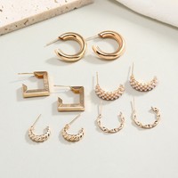 Nuevo Juego de 5 Pares de Aretes para Mujer, Joyería para Chicas, Aretes de Perlas con Gancho Dorado Vintage