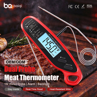 Thermomètre de cuisine numérique à double sonde de précision pour la cuisson de la dinde, du bœuf, du poulet, du barbecue, du fumoir et du four