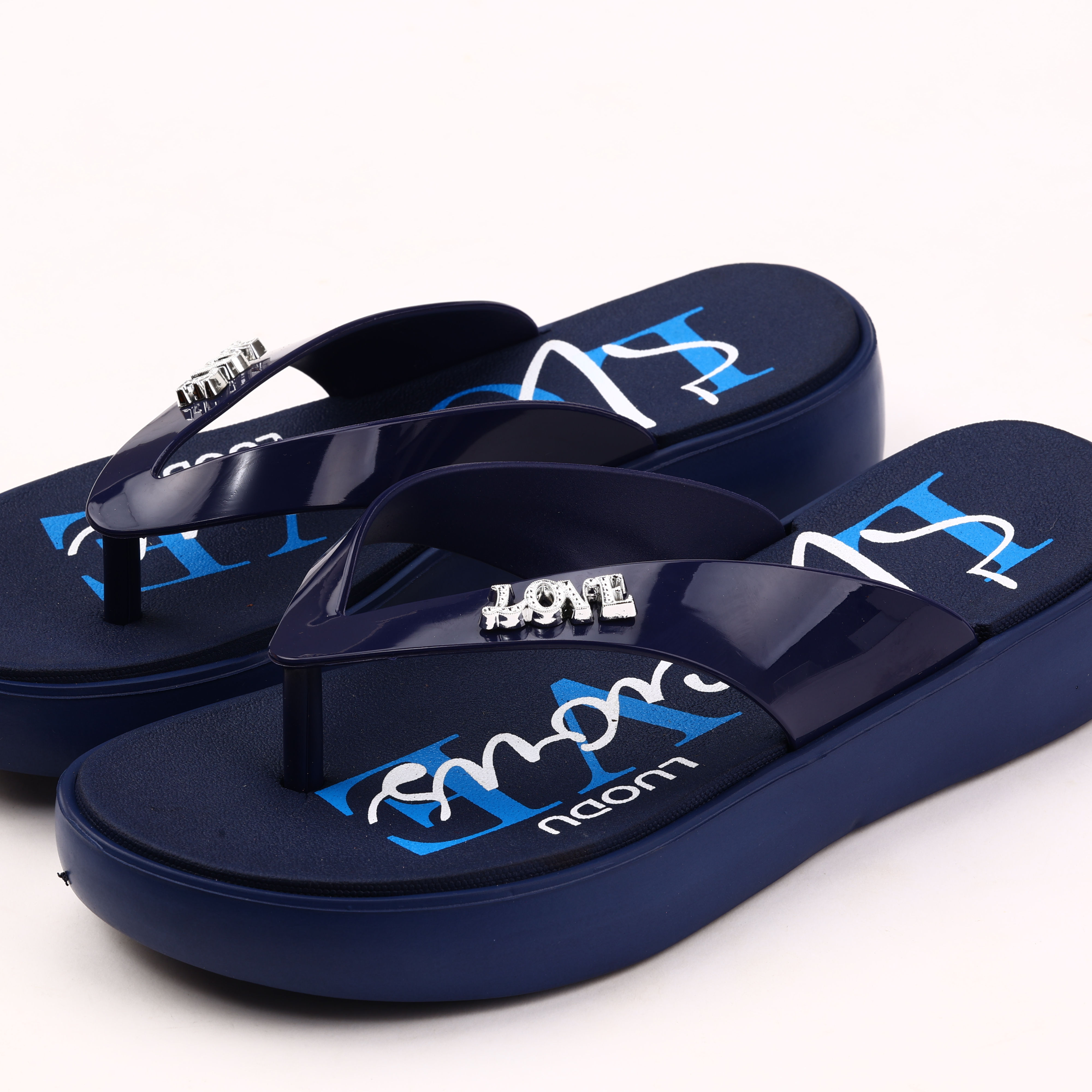 Wedge Flip Flops Blue Stylish Comfortable Sandals
