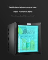 Mini-réfrigérateur thermoélectrique silencieux pour hôtel, avec porte en verre, pour chambre d'hôtes