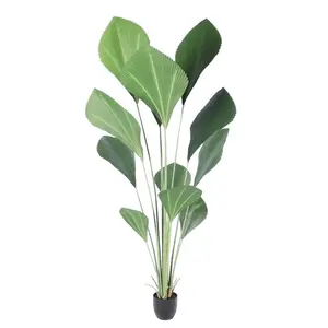 110-210cm 더블 레이어 잎 녹색 수마트라 야자수 식물 가정용 인공 야자수 부채 모양의 잎 분재 식물