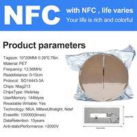 Étiquettes Rfid longue portée avec logo personnalisé autocollant RFID NTAG 213 NTAG 215 NFC réinscriptible autocollant transparent PET anti-métal pour téléphone