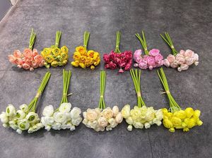 RK238 Bouquet <span class=keywords><strong>de</strong></span> mini-lotus artificiel fait main à branche courte, 6 têtes, Camélia, Prunier, Rose, Décoration florale <span class=keywords><strong>de</strong></span> mariée à tenir à <span class=keywords><strong>la</strong></span> main - Product Image 3