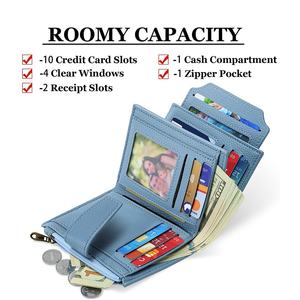 Porte-monnaie zippé en cuir PU, porte-cartes minimaliste, anti-vol, blocage RFID, portefeuille pour femme, broderie diamants 39% - Product Image 2