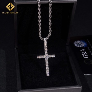 Nuevas Llegadas, Stock al por Mayor, Colgante de Cruz, Colgantes de Diamantes Moissanite, Joyería de Fuego, Hip Hop, Plata de Ley 925, Estilo Iced Out - Product Image 6