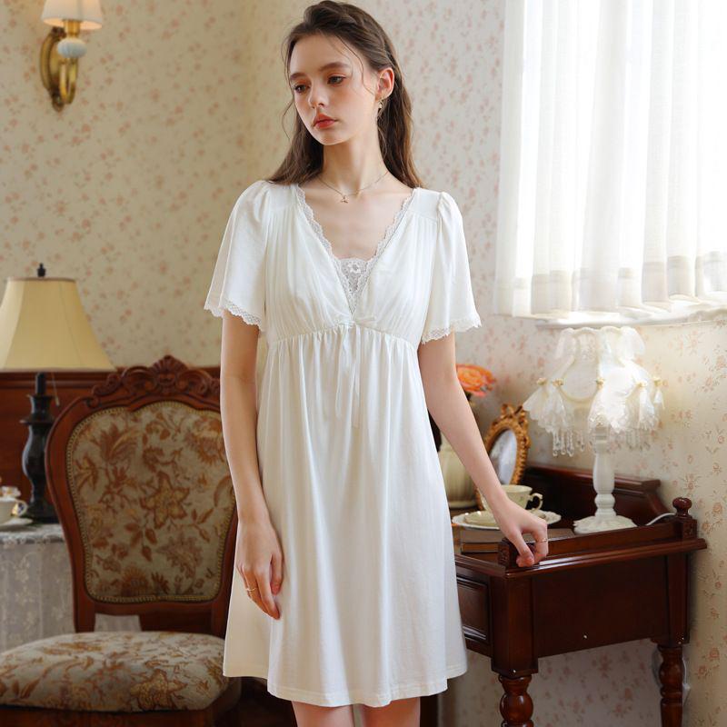 Luxurious Comfort: Indulge in Premium Women's white cotton lace nightgown Luxurious Comfort: Indulge in Premium Women's white cotton lace nightgown