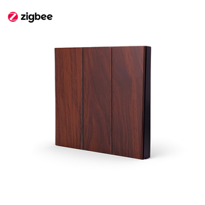 Interruptor de luz inteligente Zigbee para control por voz a través de aplicación, panel con efecto madera, <span class=keywords><strong>3</strong></span> interruptores, sin cable de fase, automatización del hogar inteligente - Product Image 1