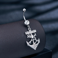 Anneau de nombril en acier inoxydable avec zircon - Bijou de piercing de nombril plaqué argent, cadeau pour femme, accessoire de mode