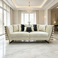 Ensemble de canapés sectionnels carrés en velours crème, design minimaliste moderne, matelassage losanges, pieds en métal doré, rembourrage en éponge, pour hôtels et appartements