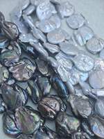 Chaîne de perles baroques noires avec reflets irisés, semi-finies pour la création de bijoux DIY
