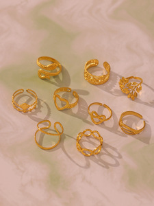 Anelli in Acciaio Inossidabile alla Moda in Diversi Stili, Set di Anelli Delicati Placcati in <span class=keywords><strong>Oro</strong></span> 18K a Forma di Cuore, Gioielli per Dita Antiruggine - Product Image 4