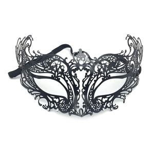 Masque de mascarade fantaisie en métal noir avec <span class=keywords><strong>strass</strong></span> pour homme et femme, idéal pour Halloween, mariages et soirées mystérieuses - Product Image 1