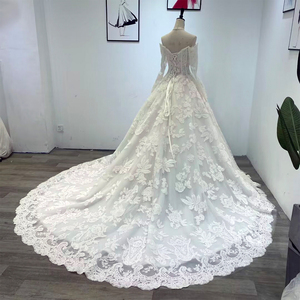 Custom Wholesale Wedding Dress Elegant Women Long Sleeve French Lace Bridal Dresses Vestidoes Wm91 - Product Image 6