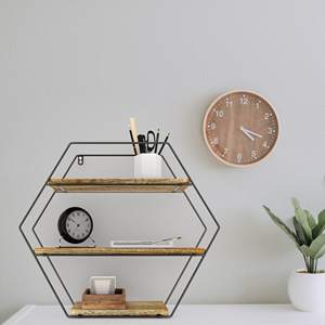 משושה קיר דקור צף מדפים-3-Pack דקורטיבי מדף סט-ברגים ועוגנים כלול-אורן עץ גיאומטרי Shelv - Product Image 2