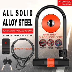 Cadenas en U noir et argent, câble en acier de 120 cm, antivol durable pour vélos, VTT et vélos électriques - Product Image 4