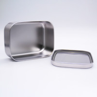 Boîte à lunch de qualité alimentaire, en acier inoxydable 18/8 argent 800/1200/1400 ml avec couvercle personnalisable en acier inoxydable