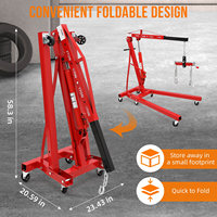 Grue de levage hydraulique robuste CHI YE 2T (4000 lb) avec élingue en câble métallique en alliage d'aluminium, 6 roulettes en fonte et flèche télescopique pliable