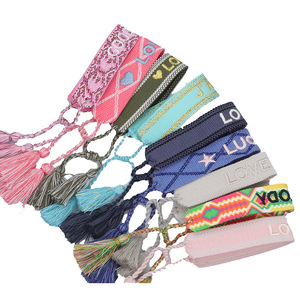 Pulseras de inspiración con letras bordadas de algodón para mujer Love Dream Hope Lucky Letter pulseras tejidas a mano con borlas regalos de <span class=keywords><strong>amistad</strong></span> - Product Image 1