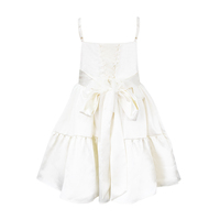 Robes de demoiselles d'honneur en satin ivoire à volants, bretelles fines, respirantes, pour l'été, pour fêtes, mariage, avec nœud et dentelle, pour enfants et tout-petits