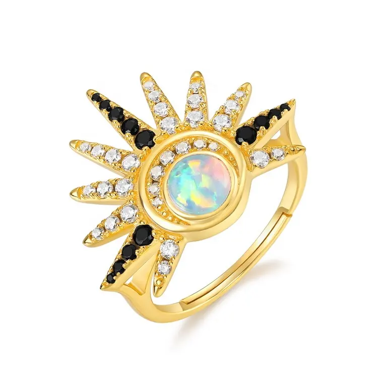 Commercio all'ingrosso di gioielli in argento Sterling 925 alla moda anello Starlight anello di opale sintetico di nuova moda