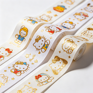 Ruban gros-grain personnalisé à double face avec des personnages d'animaux kawaii pour les fournitures de fête d'anniversaire des enfants, pour les boîtes cadeaux et les sacs de bonbons - Product Image 6