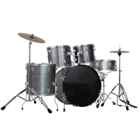 Wholesale OEM Custom 5-piece Adjustable Acoustic Drum Set with Metal & Wood Poplar Shell 2 Cymbals Hardware for Music Beginners