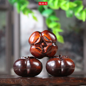 Sandalwood Carved Persimmon <b>Keychain</b> DZSZ Blood Sandalwood Portable Gift For Phone And Keys - Product Image 2