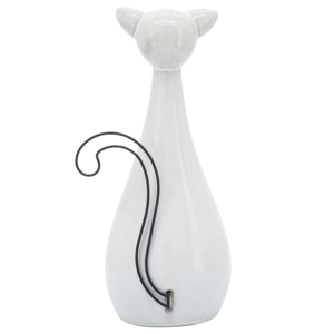 Statuetta di gatto in ceramica con coda in metallo e occhiali per decorazioni moderne per la casa e l'ufficio - Product Image 5