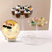 Support à gâteau rond transparent à 3 niveaux en acrylique avec plateau de présentation multi-étages pour desserts, idéal pour les mariages et les fêtes d'anniversaire