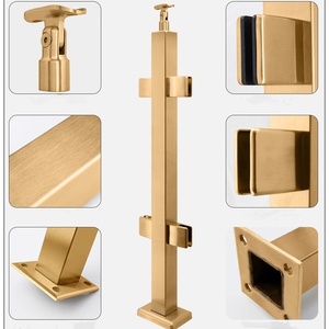 Thép không gỉ Titan Vàng màu vuông lan can bài hai mặt kẹp kính lan can lan can cột lan can có sẵn - Product Image 5