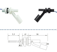 Usine M12 M16 Commutateur de niveau d'eau à flotteur horizontal en plastique de 1/2 pouces/capteur de niveau de liquide monté sur le côté pour alarme de réservoir d'huile d'eau