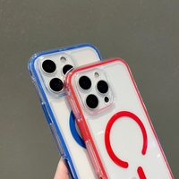 Coque de téléphone magnétique antichoc avec bordure colorée 2.0MM pour iPhone 17 Air 16 Pro Max 15 Plus 14 13 Mini 12 11