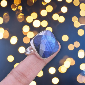 18k Gold Plated Classic Fashion Women square Natural <b>Lapis</b> <b>Lazuli</b> Gemstone Adjustable <b>Ring</b> - Product Image 2