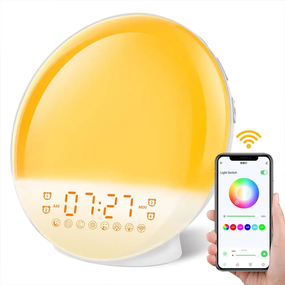 Smart APP Wake Up Light Sunrise Alarm Clock for Kids