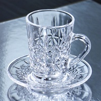 Ensemble de tasses à thé et soucoupes en cristal transparent de luxe pour mariage et fête, vente chaude, élégant pour la maison, vaisselle à café