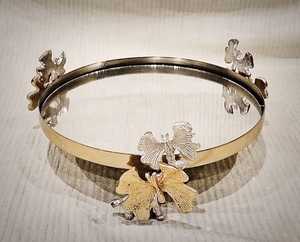 <b>Top</b> Sell 2026 Luxury Metal <b>Mirror</b> Tray Decorative Serving Tray with Floral Design for Home Decor <b>Table</b> Display - Product Image 3